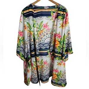 Avenue Floral Kimono with Vibrant Patterns and Colors, Size 3x
